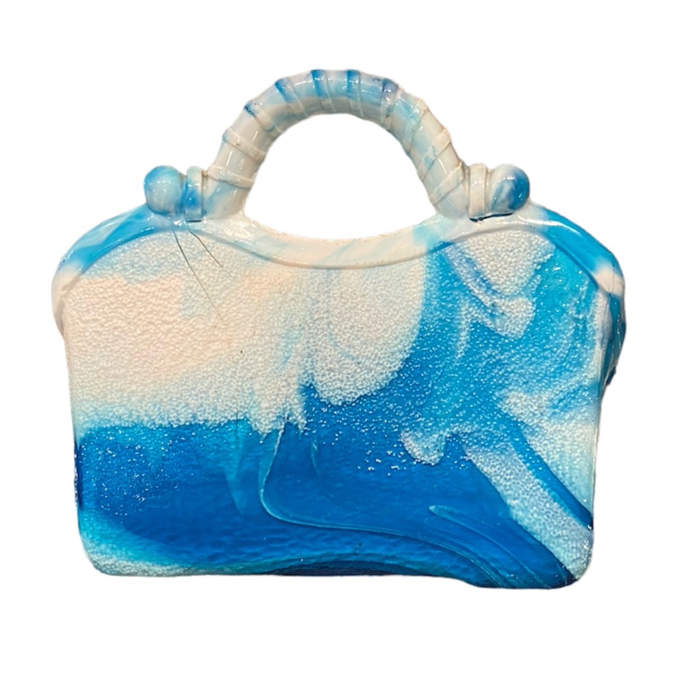 Sowerby Antique Slag Glass Blue White Victorian Posey Vase, Gladstone Doctor Bag - Picture 8 of 10